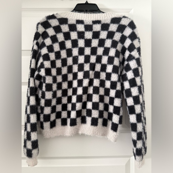 Industry Black & White Checkered Women's Crop Sweater M - Picture 3 of 3